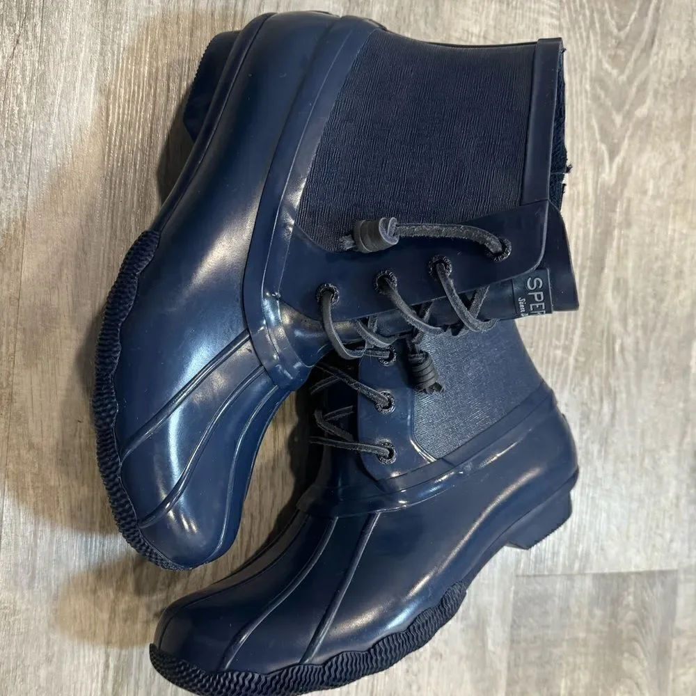 Woman’s navy Sperry water boots size 7